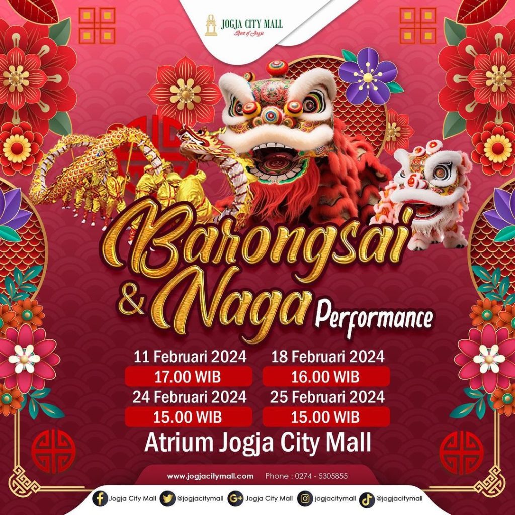 Jogja City Mall Gelar Pertunjukan Barongsai dan Naga untuk Rayakan Tahun Baru Imlek 2575